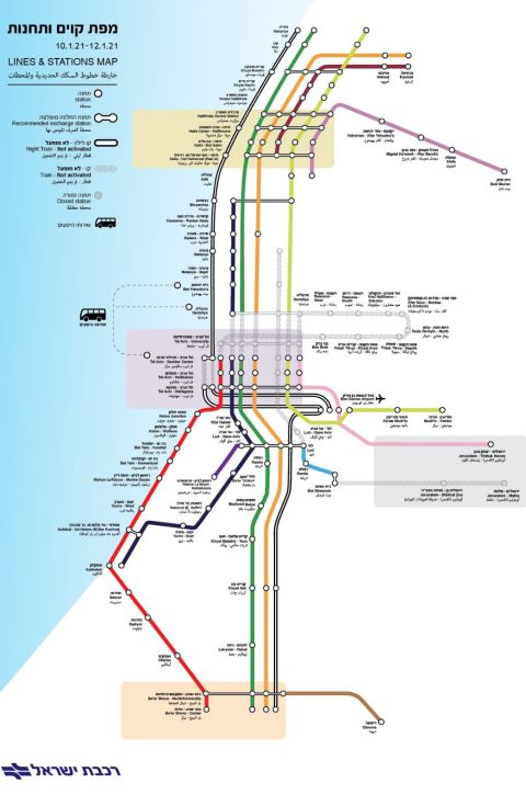 מפת השינויים בקווי הנסיעה בתאריכים 13-10.1.21