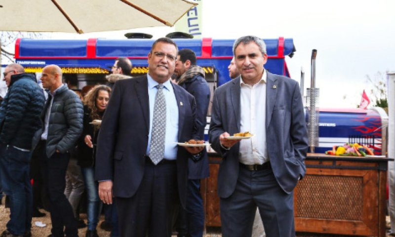 השר אלקין וראש העירייה ליאון [צילום: איציק בלניצקי]