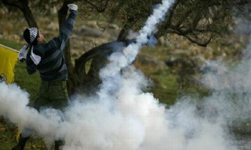 גז מדמיע בהפגנה בבילעין, אתמול [צילום: AP]