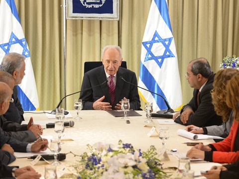 נציגי רע"מ-תע"ל והנשיא [צילום: מארק ניימן, לע"מ]