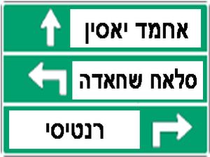 שילוט דרכים ברשות הפלשתינית - המחשה