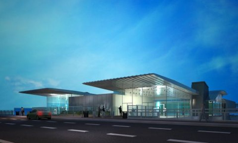 מבנה מסוף הרכבת בסבידור מרכז [הדמיה:ברחנא אדרכלים ובוני ערים]