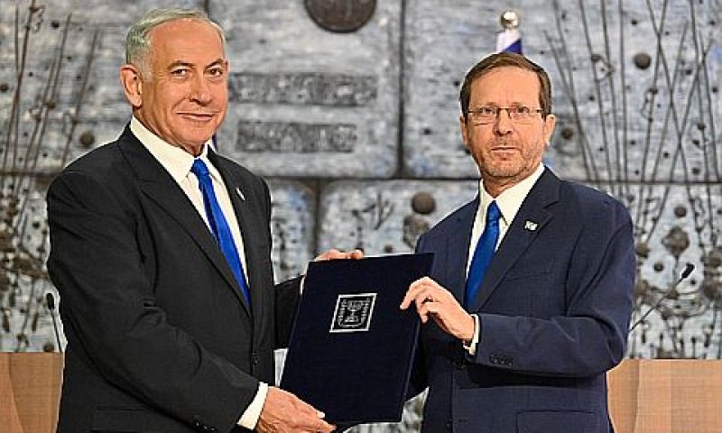הנשיא הרצוג ובנימין נתניהו, היום בבית הנשיא [צילום: קובי גדעון, לע"מ]