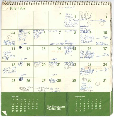 הלוח של קוואנו, יולי 1982: ראיונות באוניברסיטאות בראון וייל