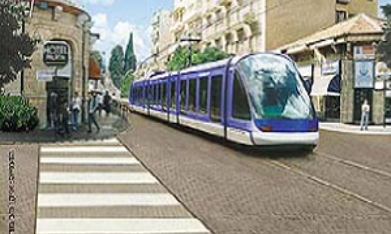 הדמייה: הרכבת הקלה חולפת בצומת המפורסמת במרכז העיר[צילום: אתר עיריית ירושלים]