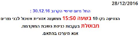 הודעת דן בדרום על תיקון