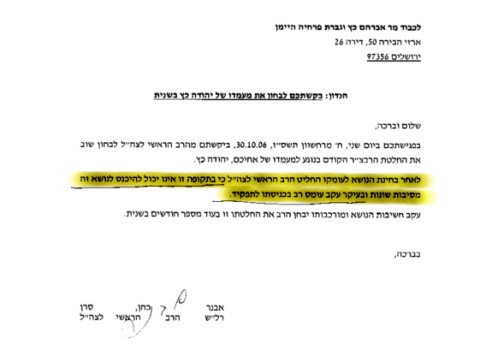 תשובת הרב רונצקי למשפחת כץ: