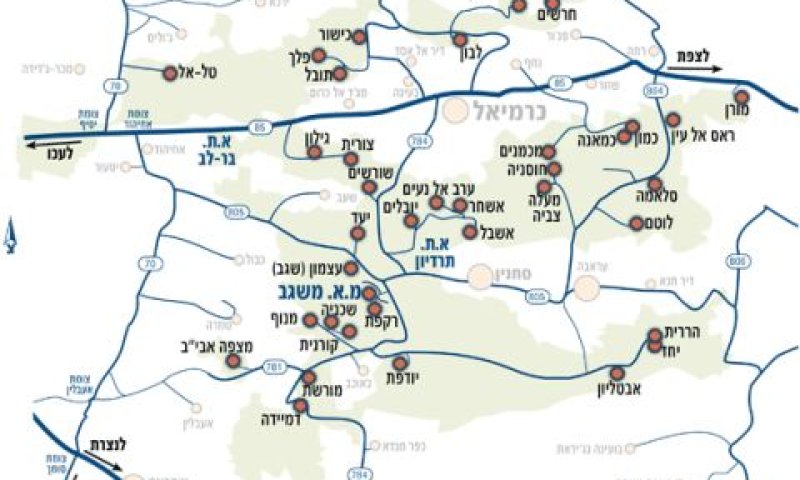 מפת המועצה האזורית משגב