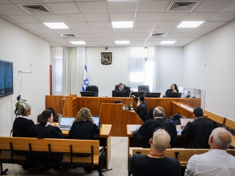 הדיון היום במשפט פישר [צילום: חיים גולדברג, פלאש 90]