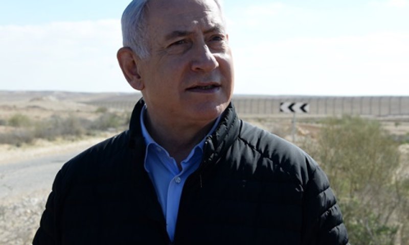 נתניהו בגבול הרצועה, היום [צילום: אריאל חרמוני, משרד הביטחון]