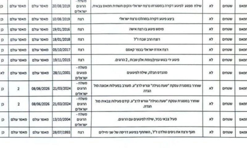 הרשימה שהוצצגה לשרים
