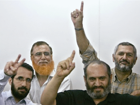 שרי וחברי החמאס בבית המשפט. [צילום: AP]