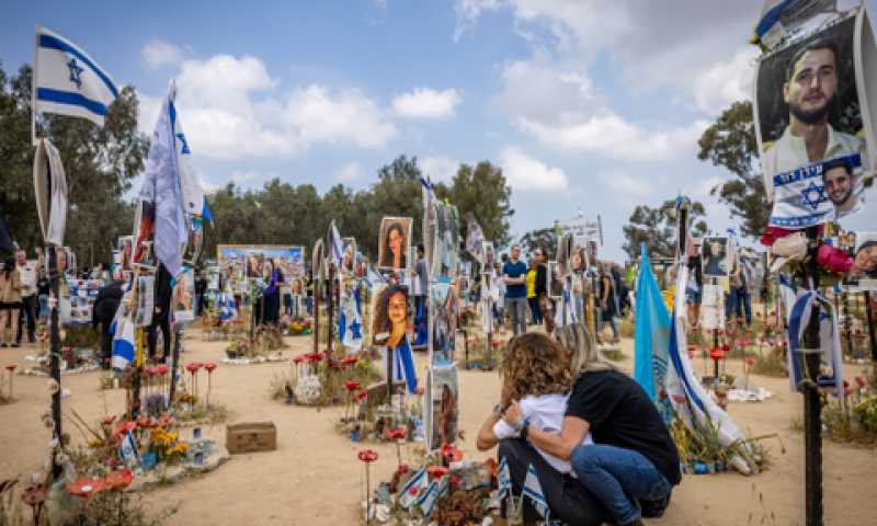 אתר הטבח במסיבת נובה, קיבוץ רעים [צילום: חיים גולדברג, פלאש 90]