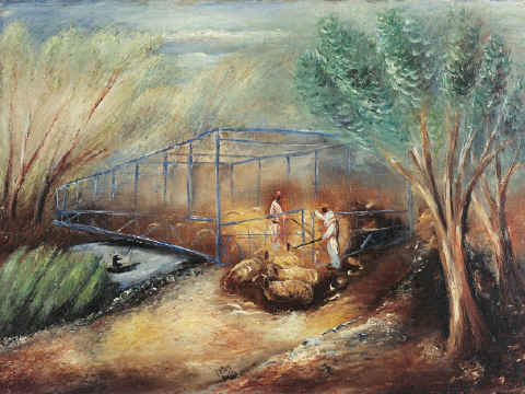 ראובן רובין, רועים ועדריהם ליד המים, 1930 בקירוב