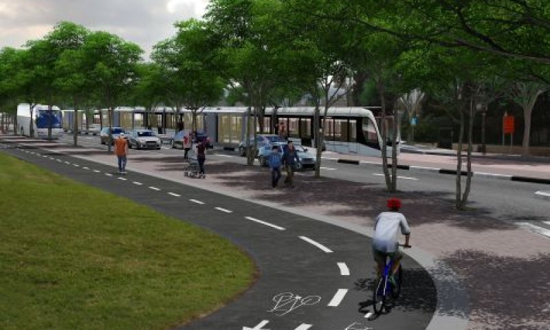הדמיית הקו הזהוב של הרכבת הקלה בירושלים [תכנית אב לתחבורה]