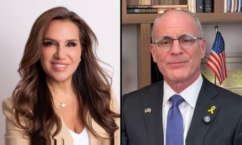שיחה ראשונה. שגרירת לבנון בארה"ב, נדה חמאדה-מועווד, שגריר ישראל בארה"ב, יחיאל לייטר [צילום: רשתות חברתיות]