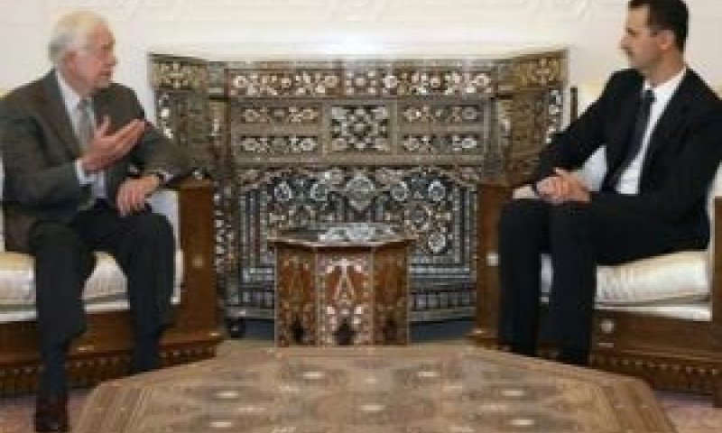 אסד, קרטר. שיחות [צילום: AP]