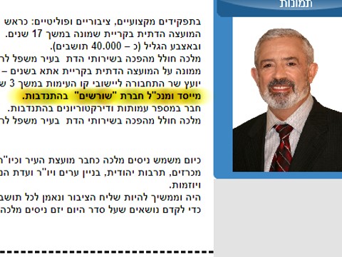מצג השווא שהציג מלכה לפני שנבחר - מנכ"ל בהתנדבות