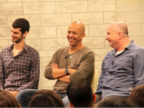 דידי הררי יובל ניב ואביעד רוזנבוים בבי"ס לתקשורת אונ' אריאל [צילום: יח"צ]