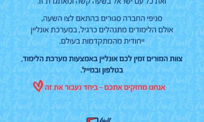 הלימודים התנהלו חלקית און-ליין