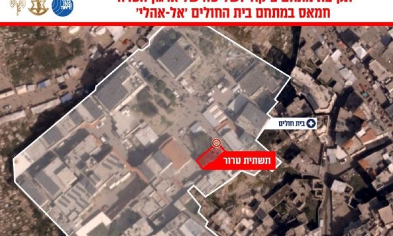 מתחם בית חולים אל-מהלי שהותקף [צילום: דובר צה"ל]