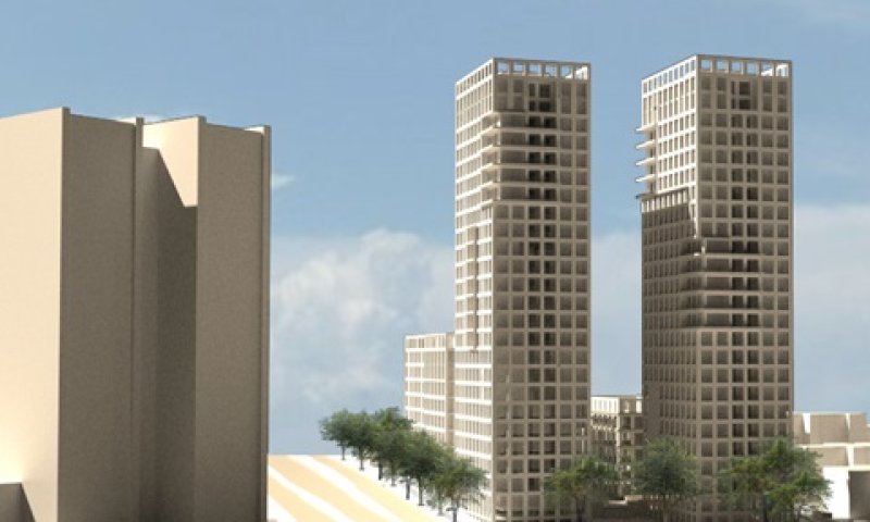 הדמיית המגדלים המתוכננים [צילום: משרד האדריכלים: בריידמן אגמון]