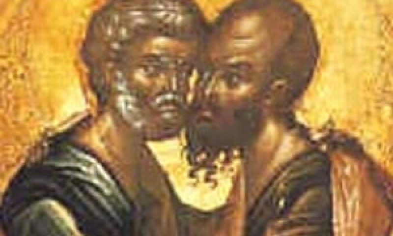איקונין: פאולוס (מימין) לצידו של השליח פטרוס