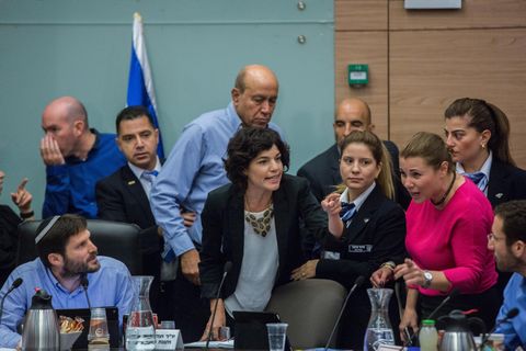 איציק שמולי, קסניה סבטלובה, תמר זנדברג והיו"ר בצלאל סמוטריץ' [צילום: יונתן זינדל/פלאש 90]