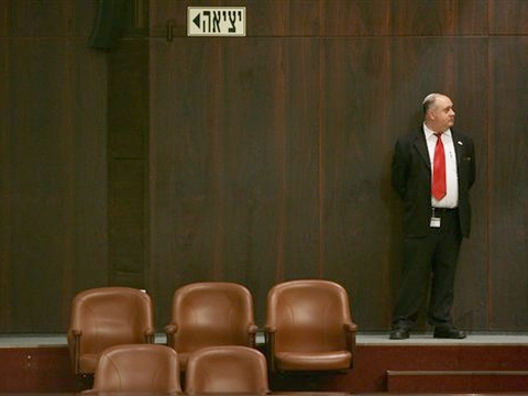 יציע הכבוד בכנסת. מושב הנשיא נשאר מיותם [צילום: AP]