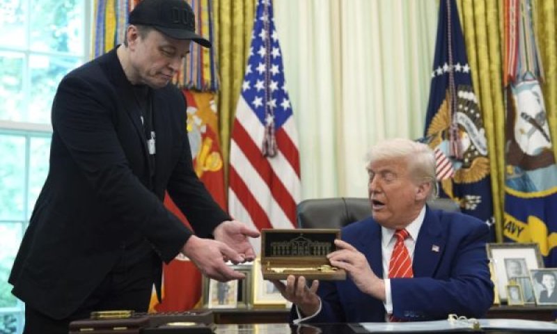 טראמפ, מאסק. בימים טובים יותר [צילום: AP/Evan Vucci)]