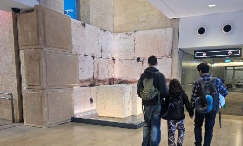 אבן מהר הבית הובאה לתערוכה [צילום: איילת גרובר, רשות העתיקות]