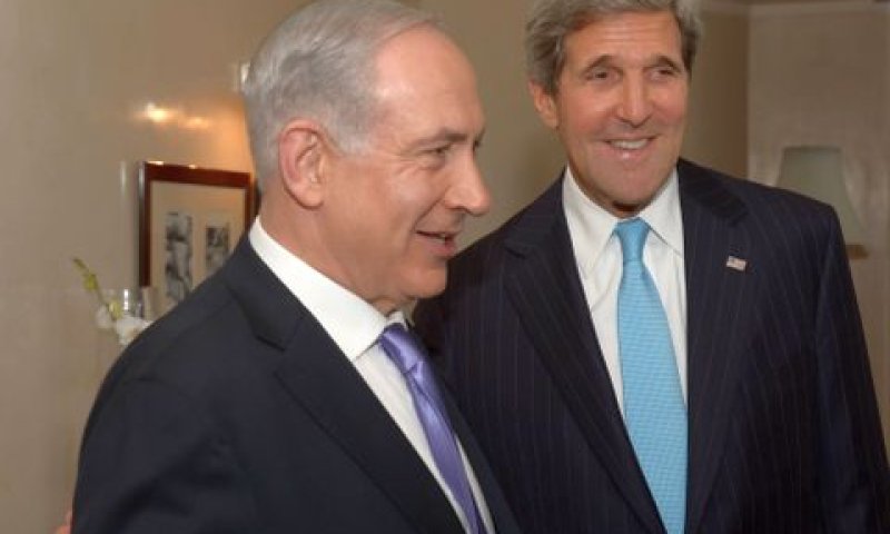 קרי, נתניהו. הסכמה להפסקת אש זמנית [צילום: פלאש 90]
