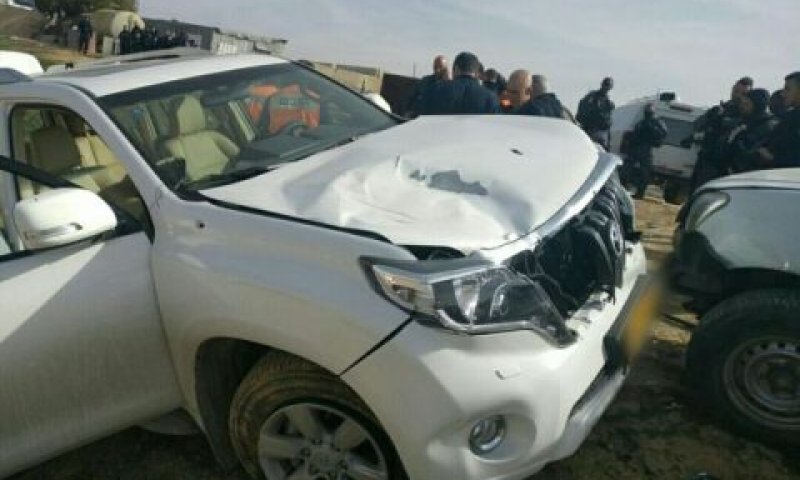 מכוניתו של אבו אלקיען לאחר הירי [צילום: דוברות המשטרה]