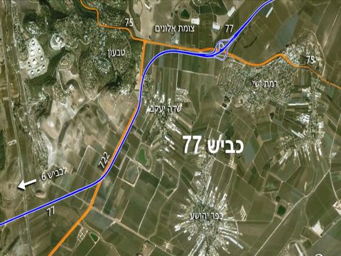 מפת הדמיה פרויקט כביש 77 722 [צילום: חברת נתיבי ישראל]