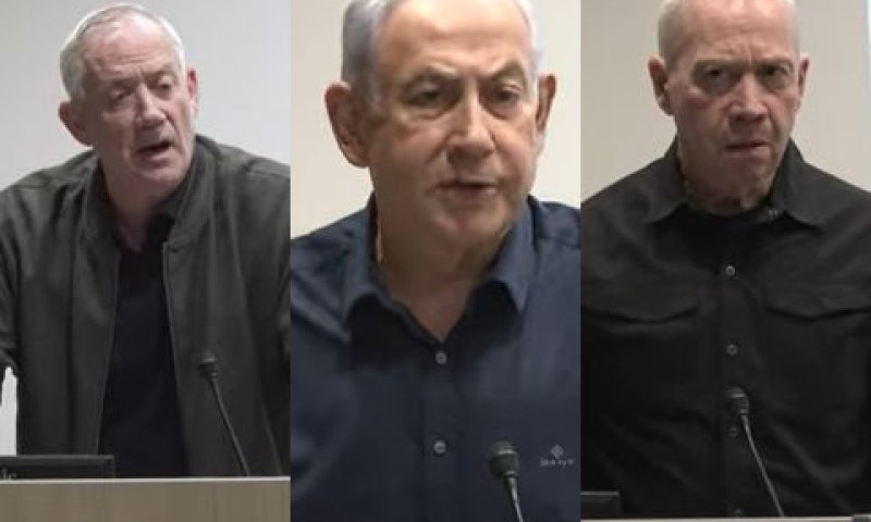 גלנט, נתניהו וגנץ בהצהרות מקדימות [צילום: לע"מ]