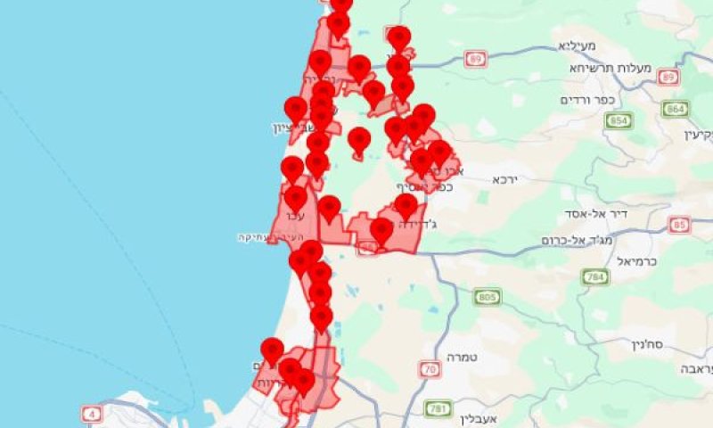 מפת ההתרעות שהופעלו