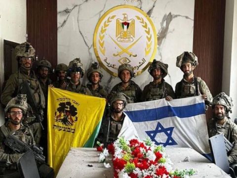 חיילי גולני במפקדת המשטרה הצבאית בעזה