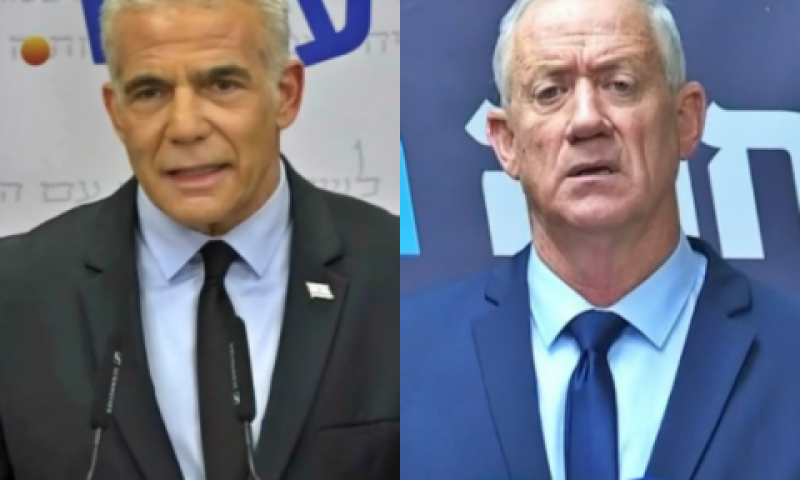 גנץ ולפיד. פועלים באופן מתואם [צילום: ערוץ כנסת]
