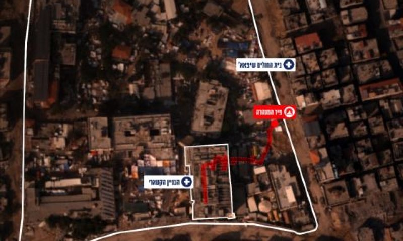 תוואי המנהרה מהפיר עד לבניין הקטרי בבית החולים שיפא [דובר צה''ל]