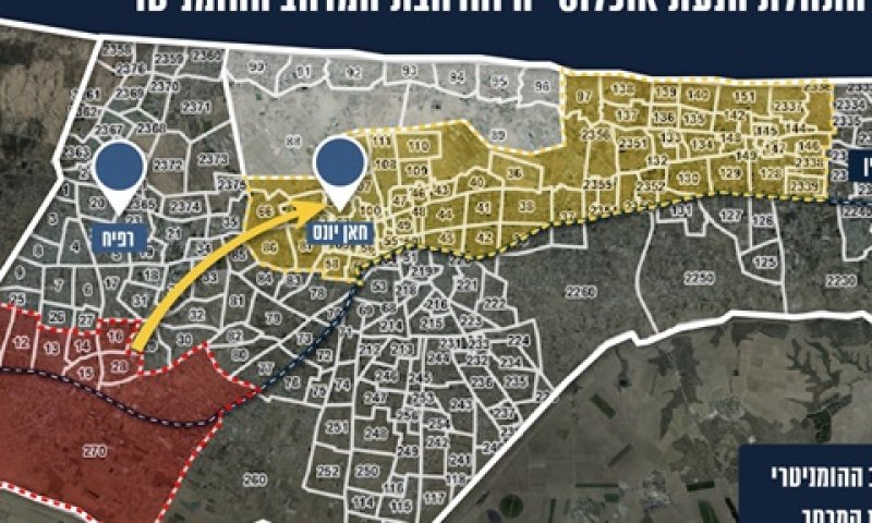 מפת פינוי התושבים לאזור ההומניטרי המורחב [צילום: דובר צה"ל]