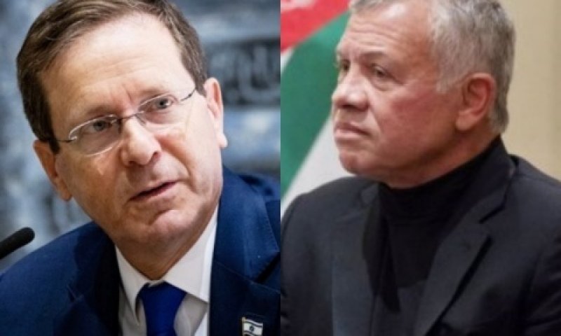עבדאללה השני והנשיא הרצוג. שוחחו ונפגשו מספר פעמים [צילום: יונתן זינדל, פלאש 90 ואלכס ברנדון, AP]