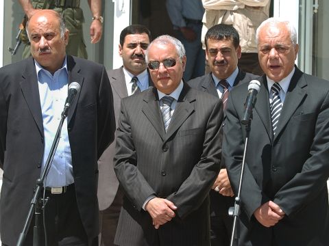 המשלחת הביטחונית המצרית בתום פגישה עם ג'בריל רג'וב [AP]