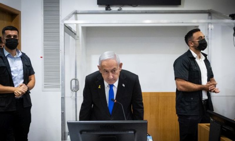 נתניהו היום בבית המשפט [צילום: חיים גולדברג, פלאש 90]