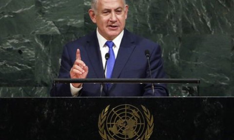 נתניהו בעצרת האו"ם. חשף את המתקן [צילום: מרי אלטפר/AP]