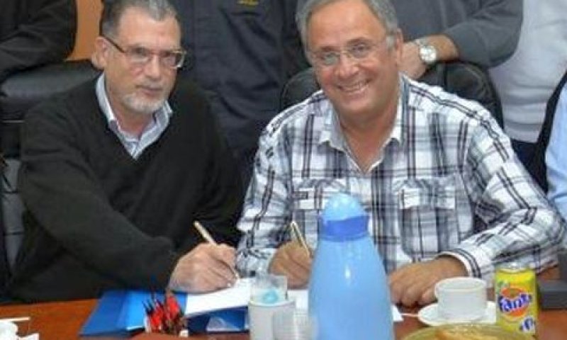 יו"ר ההסתדרות בנגב, מאיר בביוף ומנכ"ל מכתשים, אריה אלישיב