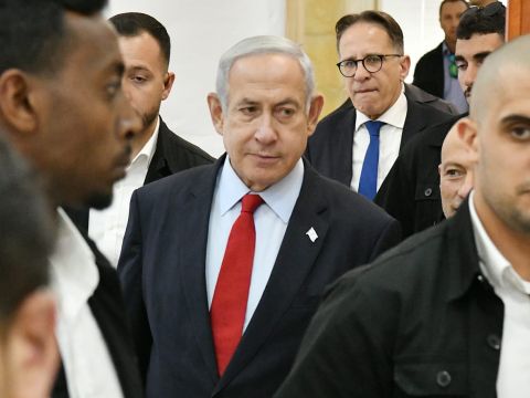 נתניהו היום בבית המשפט [צילום: ראובן קסטרו, פול]