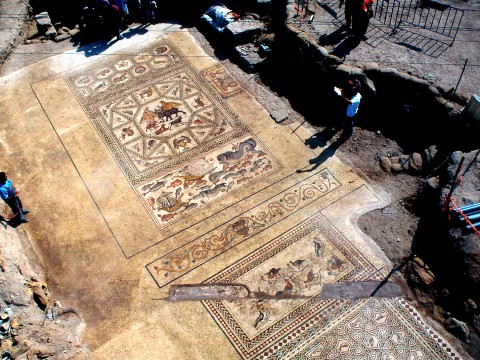 עבודות השימור של פסיפס לוד [צילום: ניקי דוידוב]