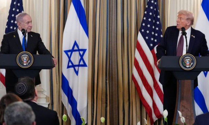 טראמפ ונתניהו הערב במסיבת העיתונאים [צילום: אלכס ברנדון/AP]