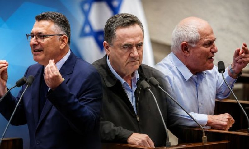 חיים כץ, ישראל כ"ץ וגדעון סער [צילום: דוברות הכנסת]