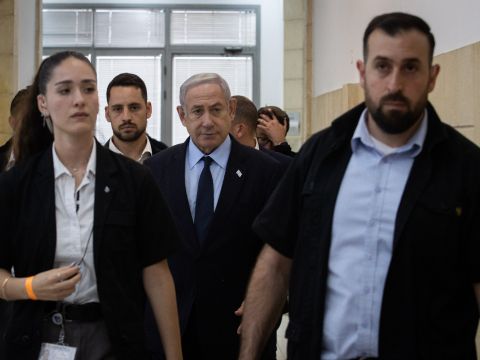 נתניהו היום בבית המשפט [צילום: אורן בן-חקון, פול]